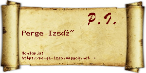 Perge Izsó névjegykártya